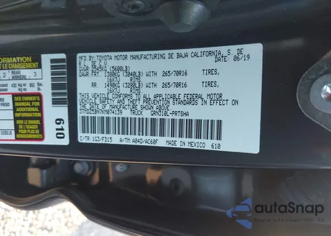 2019 Toyota Tacoma Trd Off Road z USA, uszkodzony, nr VIN 3TMDZ5BN7KM074139